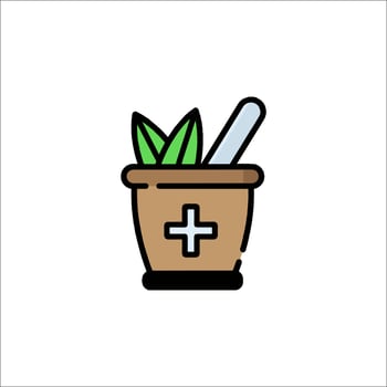 A pot with a plant and a cross on it vector
