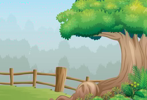 Forest landscape with plant and trees vector