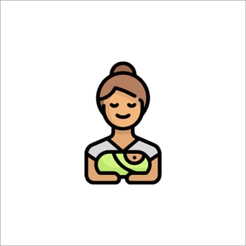 A woman holding a baby icon vector