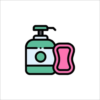 A soap and a toothbrush icon on a white background vector