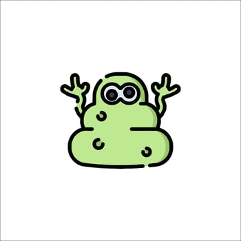 A cartoon green poop with two eyes and a smile vector