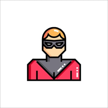 A man in a red shirt and black mask vector