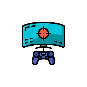 A game controller and monitor on a white background vector