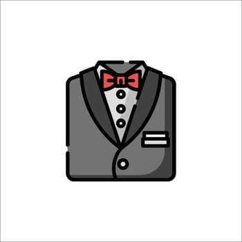 A black suit with a red bow tie on it vector