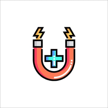 A magnet with lightning and a plus sign vector