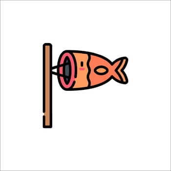 Fish on a pole icon illustration vector