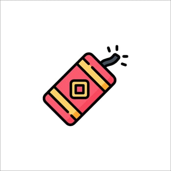 A red and yellow firecracker icon vector