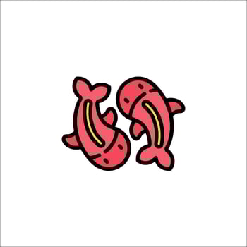 Two fish are in the shape of a heart vector