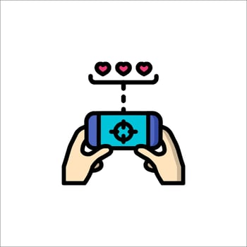 A person holding a smartphone with a game controller vector