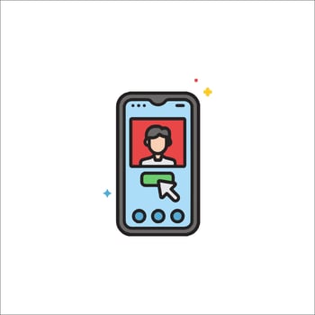 A phone with a person on the screen vector