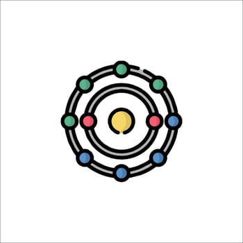 An atom symbol with colorful circles vector