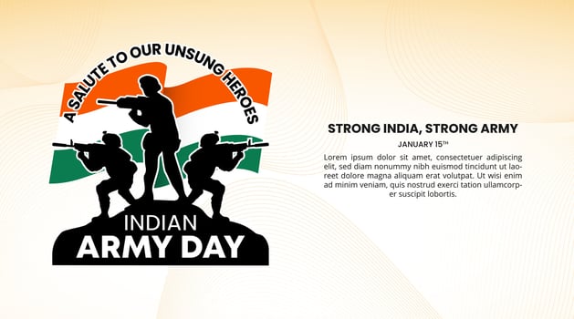 Indian Army Day background with silhouettes of soldiers vector