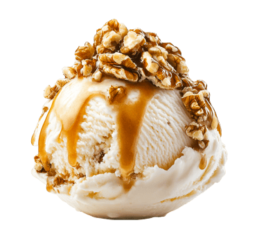 A Scoop of Ice Cream with Nutty Caramel Drizzle png