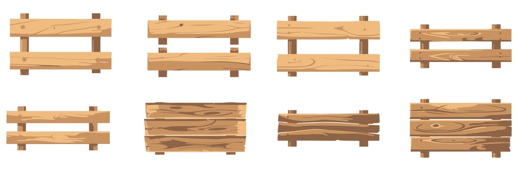 set of bundle illustration of wooden planks on a wooden pole stick. isolated on a white background. eps 10 vector