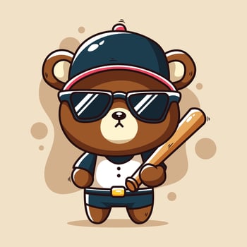 cute cartoon bear mascot baseball. illustration vector