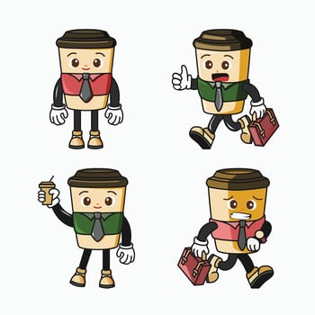 coffee character employee set vector