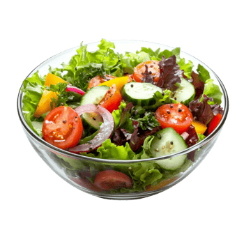 Bowl of Salad with Healthy Dressing and Veggies png