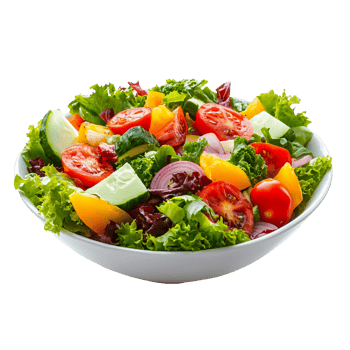 Fresh Garden Salad with Dressing in a Bowl png