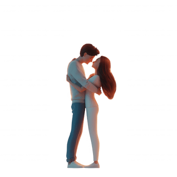 A romantic couple embracing each other in a tender moment of love and connection. png