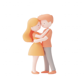 A sweet animated couple embracing, showcasing love and affection, perfect for romance themes. png