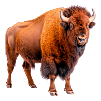 Majestic Bison Standing Proudly in Natural Habitat Landscape png