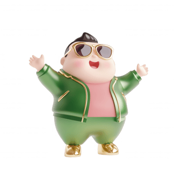 A cheerful character celebrating with stylish outfit and sunglasses. png