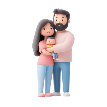 A joyful family portrait showcasing love and togetherness with their baby. png