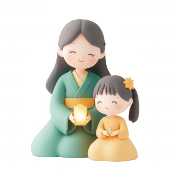 A mother and daughter in traditional clothing, sharing a peaceful moment together. png