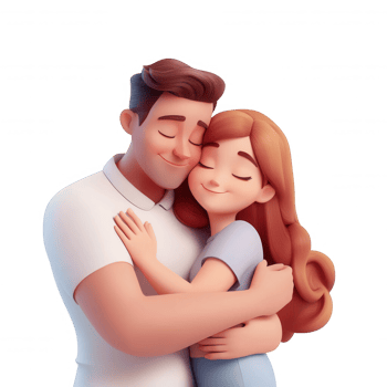 A joyful couple sharing a warm embrace, showcasing love and connection. png