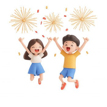 Happy children celebrating with fireworks, capturing joy and excitement of festivities. png