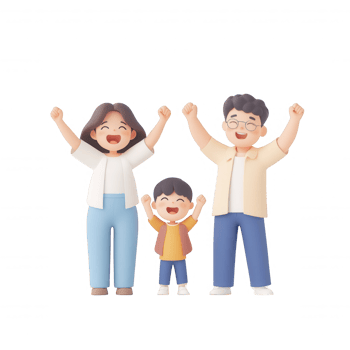 Happy family celebrating together with joy and enthusiasm in a playful setting. png