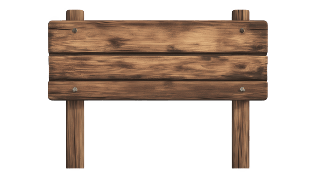 Rustic Wooden Sign Blank Message Board, on transparent background png