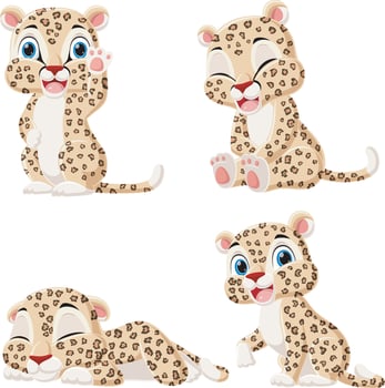 Set of little cheetah cartoon vector