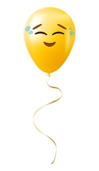 Emoji balloon with happy face with tears Yellow emoji smile vector