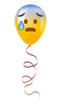 Emoji balloon with open mouth in cold sweat face Yellow emoji smile vector