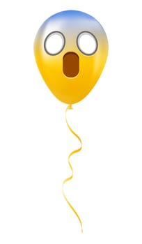 Emoji balloon with screaming in fear face Yellow emoji smile vector