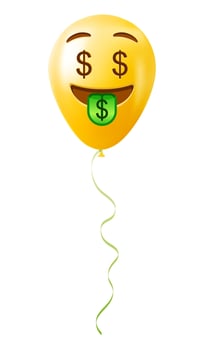 Emoji balloon with money face Yellow emoji smile vector