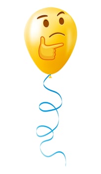 Emoji balloon with thoughful face Yellow emoji smile vector