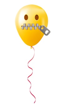Emoji balloon with zipper mouth face Yellow emoji smile vector