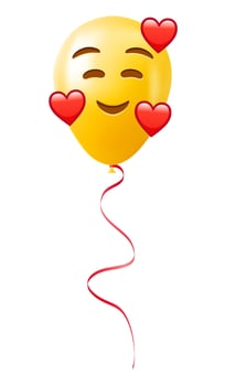 Emoji balloon with smiling face with hearts Yellow emoji smile vector