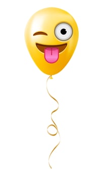 Emoji balloon with tongue hanging out and winking eye face Yellow emoji smile vector