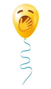 Emoji balloon with yawning face Yellow emoji smile vector