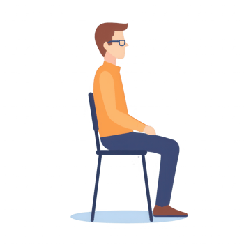Illustration of a man sitting on a chair, showing calm and focused demeanor. png