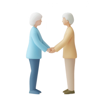 Elderly couple holding hands, symbolizing love and companionship in later life. png