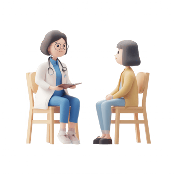 A doctor consulting with a patient in a friendly, modern medical setting. png