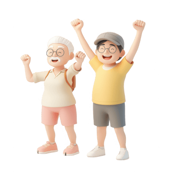 Cheerful elderly couple celebrating together with joy and enthusiasm. png