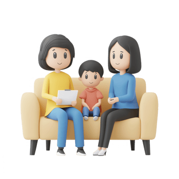 A happy family relaxing together on a couch, sharing moments and engaging with each other. png