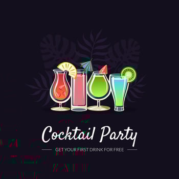 Cocktail Party Banner Template, Bar, Restaurant, Cafe, Party Invitation, Card, Flyer Illustration vector