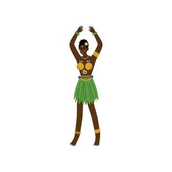 Beautiful African Woman, Aboriginal Girl Dressed in Bright Traditional Tribal Ethnic Clothing Illustration vector