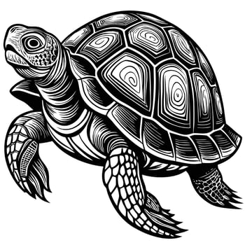 a turtle is shown in a woodcut style vector